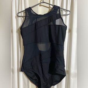 Black one-piece swimsuit